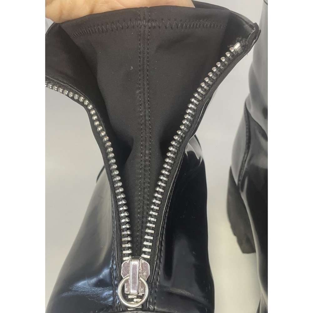 Zara Women's Black Shiny Ankle Boots W/Zip Moto Mod Goth Size 39/U.S. 8 - Picture 11 of 13